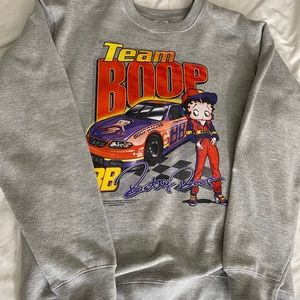 Grey Team Betty Boop Racing Crewneck Sweatshirt
